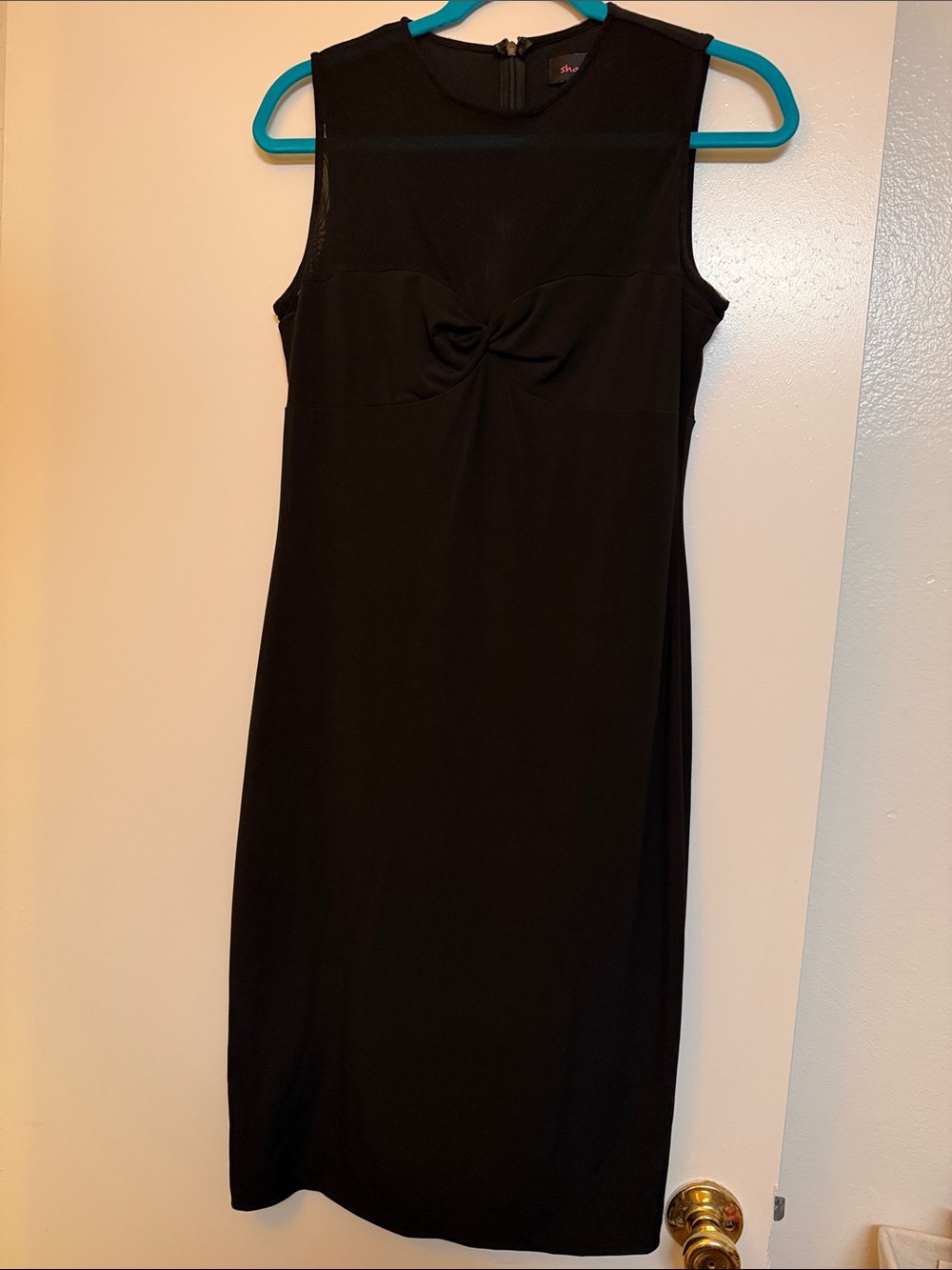 Shape FX Black Sleeveless Knot-Front Midi Dress